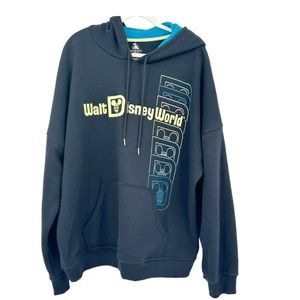 Walt Disney World Mens Mickey Mouse Pullover Fleece Lined Hoodie Size XL Black